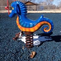 Little Tot Playground has a New Whimsy Sea Horse Rider for ages 2 to 8 years of age.